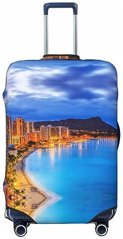 Hawaii Skyline Diamant Kopf Vulkan Druck Gepäck Abdeckungen Für Männer Und Frauen Elastische Koffer Abdeckungen Trolley Fall Schutzhülle, Schwarz , 85