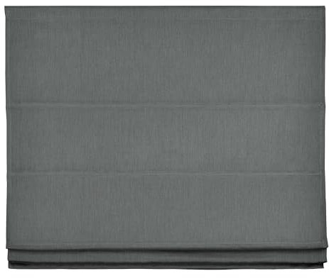 Easydeco Faltrollo mit Stäben, Leinen, Easyfix ohne Bohren, Grau, 45 x 180 cm