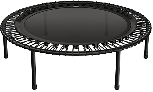 bellicon Fitness Trampolin 112cm (Schwarz) | Stabile Schraubbeine & Seilring-Federung bis zu 150 kg (Extra Stark) | 3-teiliger Rahmen | Made in Germany