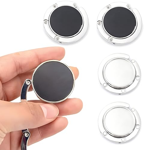 FISHSHOP 4 PCS Foldable Handbag Hooks, Foldable Purse Hooks for Table, Portable Handbag Hooks, Mini Duty Handbag Hooks for Storage Table Desk Restaurant Office Coffee Shop