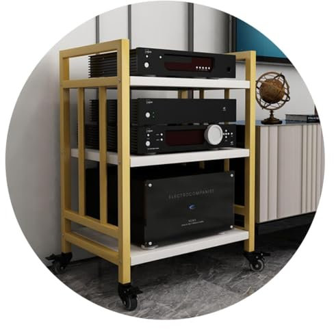 Armadio Audio HiFi A 3 Strati Armadio Rack Mobile for Amplificatore Multistrato Armadio for Amplificatore for Apparecchiature Audiovisive in Metallo (Color : Gold, S : 53 * 40 * 73cm(3Tier))