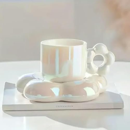 Tazza da caffè artigianale in ceramica serie Macaron da 1 pezzo - Stile a base di girasole, design antiscivolo e antiscottatura - Decorazione artistica perfetta