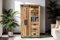 SAM Highboard Libro, Mangoholz massiv + bunt, Hochschrank mit Holzschiebetür, je 4 Schubladen & 5 offenen Fächern, Türelemente, Griffe & Reling aus Eisen, 90 x 150 x 45 cm, Shabby Chic