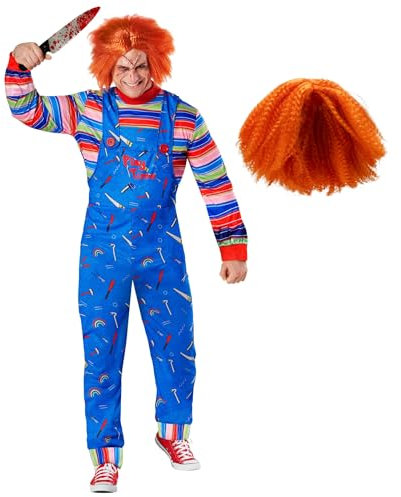 Morph Kostüm Herren, Killer Puppe, Mörder Puppe, Perfekt für Halloween und Karneval, M