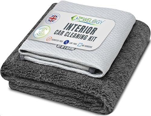 Towelogy® G54 Deluxe Car Interior Cleaning Cloths Microfibre Window & Dashboard Cloths For Interiors (Grey)
