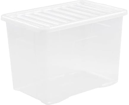 Clear Plastic 4l/7L/11L/14L/25L/32L/37L/45L/60L/80L WHAM Crystal Storage Box with Lid Multi Us Home Office & Workplace Stackable Strong Boxes (Plastic, 60L)