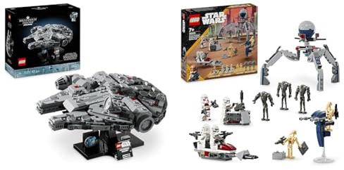 LEGO Star Wars Millennium Falcon, Modell eines Sternenschiffs aus Star Wars & Star Wars Clone Trooper & Battle Droid Battle Pack, Spielzeug