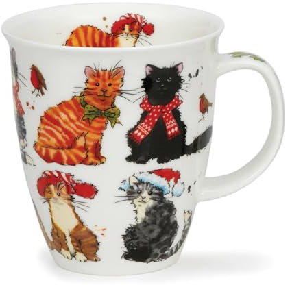 Dunoon Nevis 0.48L Fine Bone China Festive Mug Festive Cats