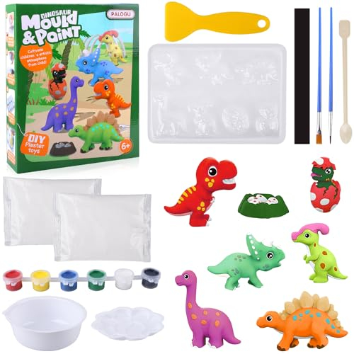 RNHDLY Moulage Platre Enfant Dinosaure, Activite Manuelle Dinosaure Kit Peinture Enfant, Kit de Dinosaures à Colorier pour Enfants avec Moule pour Enfants Garcon Fille 6 7 8 9 10 12 Ans