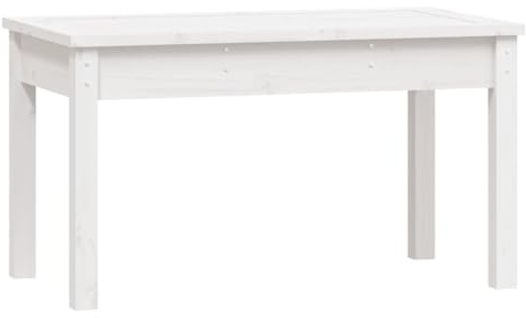 Makastle Gartenbank wetterfest Holzbank Sitzfläche Sitzbank ohne Rückenlehne Outdoor Hockerbank Parkbank Gartenmöbel für Innen und Außen, Weiß 80x44x45 cm Massivholz Kiefer