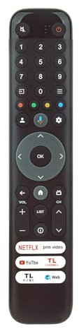 ROLLGAN RC833-GUB1 Télécommande de rechange vocale compatible avec TCL RC833-GUB1 RC833 GUB1 RC833GUB1 pour Smart TV