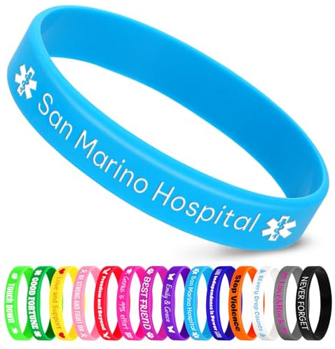 Jodimitty 20 Stück Personalisiertes Armband Silikon Armbänder Damen Herren, Custom Text & ICON, Bulk Armband für Event Festival Hochzeit Party Bewusstsein Motivation, 202x12mm (Himmelblau)
