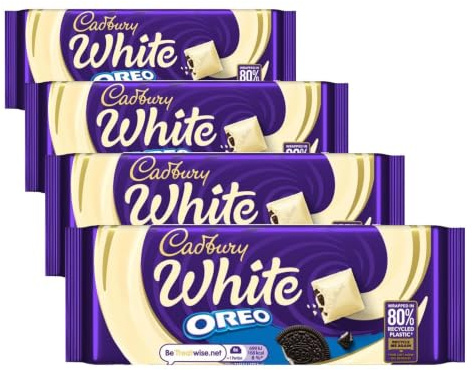 Cadbury Oreo White Chocolate Bar, White Chocolate with a Vanilla Flavour Filling, 120 g (Pack of 4)