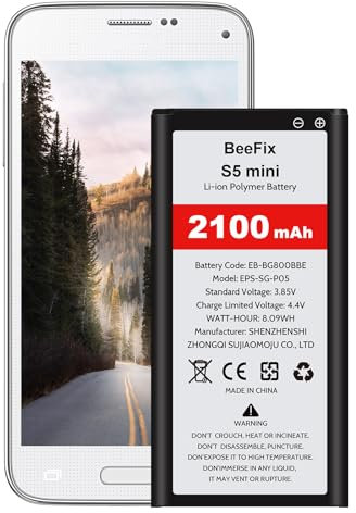 Beefix Akku für Samsung Galaxy S5 Mini, 2100mAh Hohe Kapazität Ersatzakku Li-Ion Polymer für Galaxy S5 Mini(EB-BG800BBE)