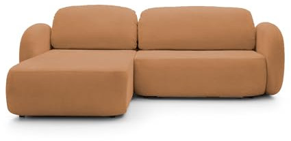 DomoHome Ecksofa OLIO L-Form Mit Schlaffunktion 138x210cm Bettkasten und Lose Rückenkissen – Komfortable Schlafcouch für Wohnzimmer Freistehend Linke Seite 248x174x86cm DUNKEL ORANGE