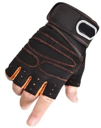 LIZHAYG Gym Handschuhe Hantelhandschuhe for Männer und Frauen, Gewichtheben, Bodybuilding, Workout, Sport, Fitnessstudio, Trainingshandschuhe, Rutschfester Handgelenkschutz(Black Orange,M)
