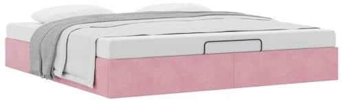 vidaXL Ottoman-Bett ohne Matratze Rosa 160x200 cm Samt, Bettrahmen, Bettgestell mit Stauraum, Polsterbett, Bettgestell, Bettrahmen mit Stauraum, Bett