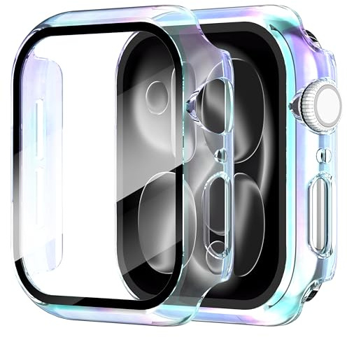 Diruite 2-Stück Hülle für Apple Watch Series 11/10 46mm Schutzhülle | Ultradünne Harte PC Case mit 9H HD Gehärtetes Glas,Hohe Empfindlichkeit,Kratzfest,Rundum Displayschutz,Farbe,46mm