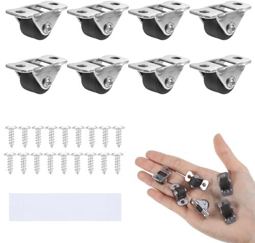 8 Stück Möbelrollen Schwerlast -10 KG pro Rad,Mabor 13mm Kleine Rollen für Möbel Mini Leise Bockrollen mit Klebepunkte und Schrauben Für Möbel Werkzeugkisten Trolleys DIY Lichtprojekt