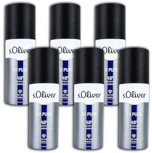 6 er Pack S.Oliver SO PURE Men Deo Spray Deodorant 6 x 150 ml