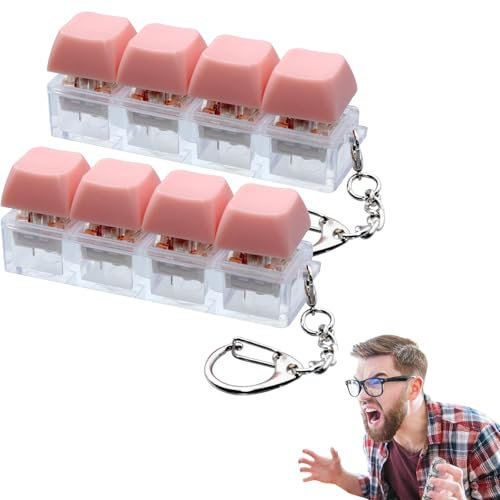 2PCS Keyboard Fidget Toy, Fidget Keyboard, Keyboard Keychain, Pink Keyboard Fidget Toy Keychain, Stress Relief Clicker for Adults & Kids, Portable Fidget Keyboard for Office, School, Home