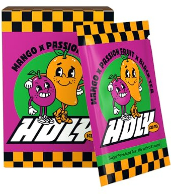 HOLY Iced Tea 10 Tasting Box 'Mango x Passionfruit' with Mango x Passion Fruit Flavour Powder | 10 Servings with Antioxidants | Sugar-Free Iced Tea | Vegan with Natural Flavours