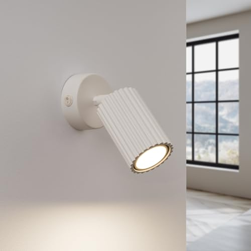 SOLLUX lighting Wandleuchte Innen Wandlampe Aluminium LED-Glühbirne 4000K kaltes Weiß Licht 1 Flammig Mit Schalter 8 x 16 x 16 cm GLOOW Beige