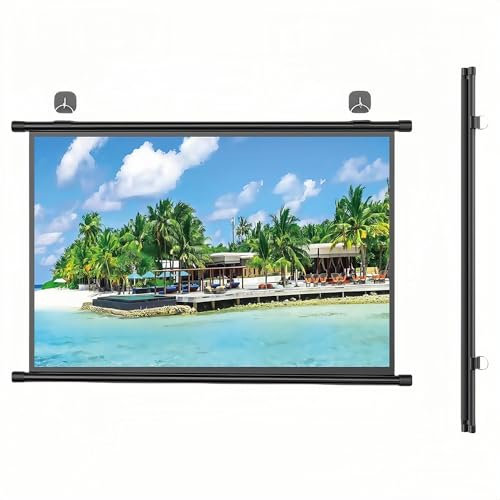 pykaaiiu Projector Screen Rollo Leinwand,4:3, 16:9 Projektion Leinwand,einfach zu verstauen Beamer Leinwand Für Wandmontage, Filmnacht, Videoleinwand Für Büro Schulen(Weiße Glasfaser,A60)