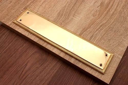 Infinity Decor Polished Brass Georgian Roped Edge Design Finger Push Plate Brass Door Protector 300 x 75mm - for Interior and Exterior Doors