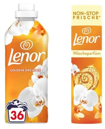 Lenor Weichspüler 36 Waschladungen, Goldene Orchidee, 24 Stunden „Wie Frisch Geduscht“ Gefühl, Mit Aktiver Geruchsabwehr + Lenor Wäscheparfüm Goldene Orchidee 275g