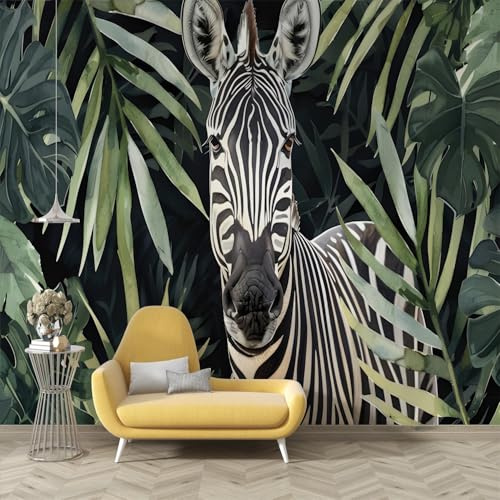 dyausi Jungle Photo Wallpaper, Zebra Mural, Large Self-Adhesive Wallpaper, Decoration Poster Wall Stickers for Bedroom Living Room TV Wall Decor 390 * 260cm (W*H) N290