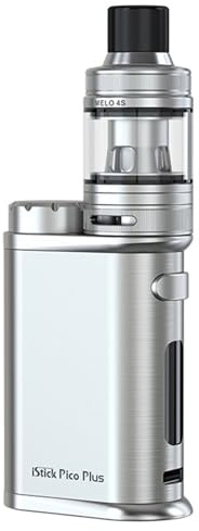 For Eleaf iStick Pico Plus Kit 75W Box MOD Vape con serbatoio Melo 4S da 4 ml compatibile con bobina EC-A (0,3 Ω /0,5Ω) Vaporizzatore (Argento)