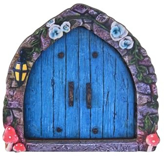 Daleweo Porta Delle Fate In Legno Decorazione Da Giardino Magico Casetta Delle Fate In Miniatura Micro Casa Degli Elfi Giardino Delle Fate Per Alberi E Interni 10x9 Cm Blu