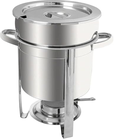 Kommerzieller Suppenwärmer Elektrischer Wasserkocher – Rundes Suppen-Chafing Dish Buffet Set mit Wasserpfannendeckel und Brennstoffhalter