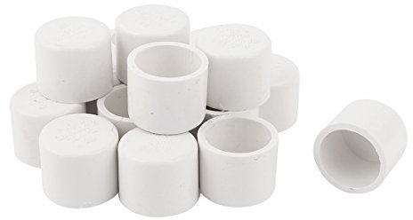 sourcing map Raccords tuyau eau 25mm PVC Fin Couvercle blanc 16pcs
