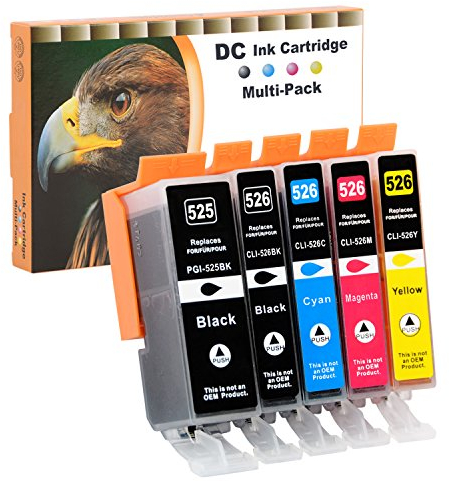 D&C 5X Druckerpatronen Kompatibel für Canon PGI-525 CLI-526 für Canon Pixma IP4840 IP4850 IP4900 MG5140 MG5150 MG5240 MX710 MX715 MG6100 MG6150 MG6200 IP4950 IX6550 MG5250 MG5300 MG5340 MG5350 MG6250