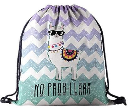 Morbuy Turnbeutel, Oxford-Tuch Kreative Alpaka 3D Digitaldruck Unisex Sporttaschen Gym Tüte Schultertasche mit Kordel Beutel für Reisen Sport Schule (Kühles Alpaka)