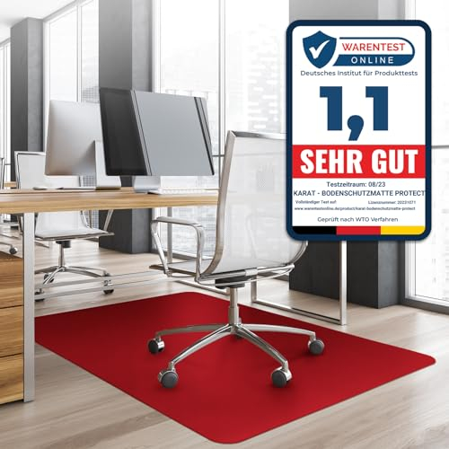 Office Marshal® Bodenschutzmatte in Trendfarben | 90 x 120 cm für Hartböden | ohne schädliche Weichmacher und PVC | Größe und viele Farben zur Auswahl (Rot)