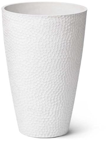 LA JOLIE MUSE Tall White Planter for Indoor Plants,20 Inch Tall Round Planter, Modern Flower Pot Containers,Large Decorative Tree Plant Pot,1 Pack