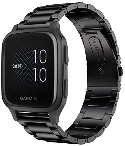 SkyBand Metal Acier Classique Bracelet De Remplacement Compatible pour Montres connectées Garmin Venu Sq (Negro)