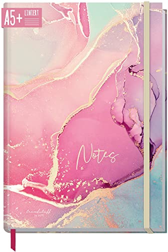 paper&you® Notizbuch A5+ liniert mit Gummiband Silky Pink 156 Seiten, 78 Blatt - als Bullet Journal, Tagebuch, Notizheft - nachhaltig & klimafreundlich