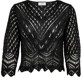JdY Damen Jdynew Sun 3/4 Cropped KNT Noos Strickpullover, Schwarz, M EU