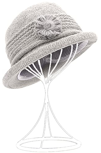 ZffXH Wintermütze cloche aus Wolle cloche, gestrickt, 1920 Vintage Bowler glockenhut, Kirche, strickmütze, melone, Fischerhut für Damen,bucket hat