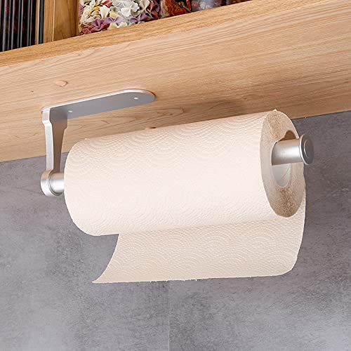 Bugucat Küchenrollenhalter ohne Bohren,Küchenpapierhalter Wandmontage Papierrollenhalter unter dem Schrank, Aluminium Küchenrollenspender Rollenhalter Wand Handtuchhalter Aufbewahrung Organisator