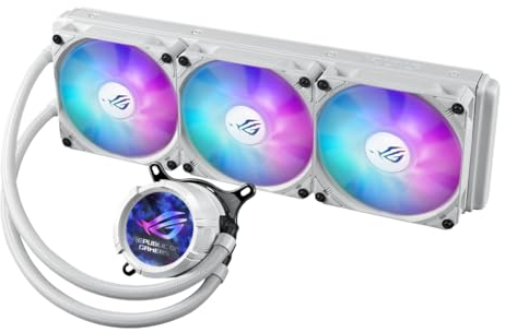 Asus ROG STRIX LC III 360 ARGB LCD Liquid CPU Cooler, 360mm, 7th Gen v2 Asetek Pump, ARGB Fans, Customisable LCD Display, Rotatable Water Block, White