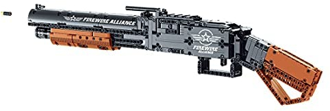 Havefun Technik Schießwaffe Bausteine, Technik M1897 Winchester Schrotflinte Bausatz Modell mit Schussfunktion, 791+ Klemmbausteine Gewehr Waffen Bauset Konstruktionspielzeug Kompatibel mit Lego