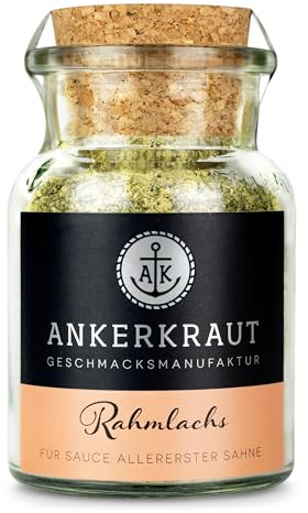 Ankerkraut Rahmlachs Gewürz, 75g im Korkenglas, Pasta mit Lachs-Sahne-Soße Einfach Leicht Selber Zu Hause Kochen, Premium Qualität, Geschenk-Idee