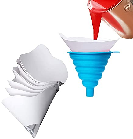 ericotry 100 filtri usa e getta in carta micrometrica in nylon con 1 filtro a imbuto pieghevole in silicone per pistole a spruzzo automobilistiche arti artigianali