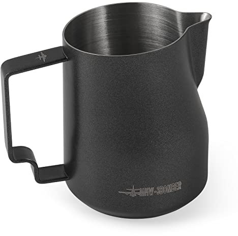 MHW-3BOMBER Milk Pitcher Espresso Steaming Frothing 12oz/350ml Turbo 304 Stainless Steel Eagle Spouted Barista Jug (Matte Black) P6007MB-OS