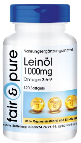 Fair & Pure® - Leinöl 1000 mg - 120 Softgels - essenzielle Fettsäuren Omega 3-6-9 - leicht schluckbar